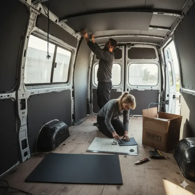 Mann arbeitet am Innenausbau eines Lieferwagens Armaflex